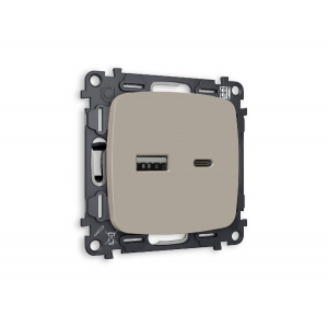 Комплект механизма розетки 2USB A+C 20W (быстрая зарядка) Ambrella Volt Omega MO371010