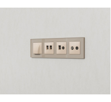 Комплект механизма розетки компьютерной + TV оконечной RJ-45 с автоматической защитной шторкой Alfa Бежевый глянец Ambrella Volt MA312510 (AP3125, VM195)