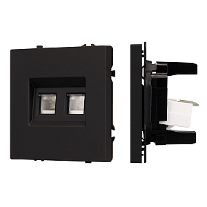 Розетка компьютерная двойная софт-тач черный оникс Arlight SCT-MPC2-SFPL-BK (2хRJ-45, CAT6) 054313(1)