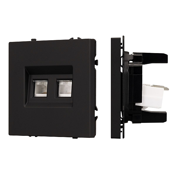 Розетка компьютерная двойная софт-тач черный оникс Arlight SCT-MPC2-SFPL-BK (2хRJ-45, CAT6) 054313(1)
