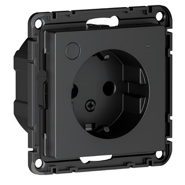 Розетка с заземл., со шт., Zigbee, L+N, 16А, мех., модель SBDV-00202 SBER Systeme Electric AtlasDesign Smart Карбон ATN001045Z