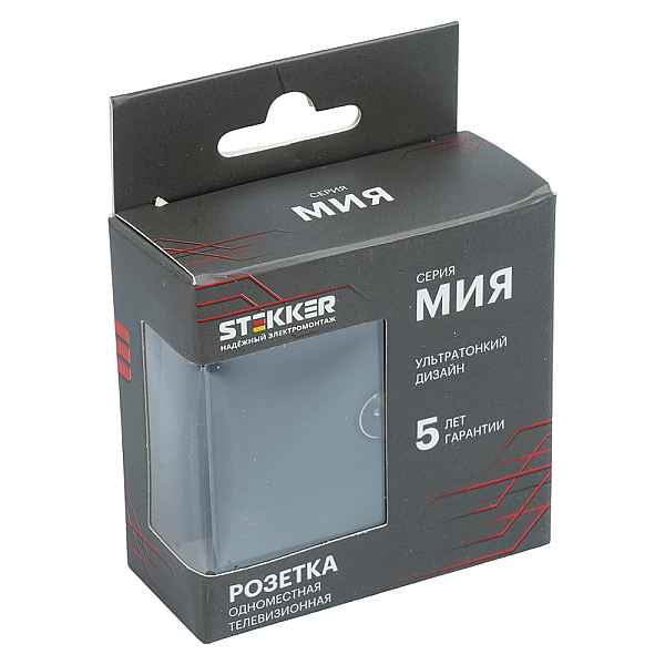 Розетка телевизионная 1-местная (механизм) Stekker 75 Ом 5-862МГц Мия RST00-3108-05 50449