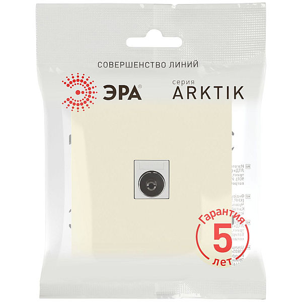 Розетка Эра Arktik 16-3101-02 TV одиночная слоновая кость Б0070465