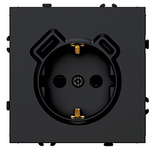 Розетка 1-местная з/ш с/з 16А + USB + Type C (механизм) Stekker Эмили 250В 20W черный уголь soft-touch RST16-5119-05 50218