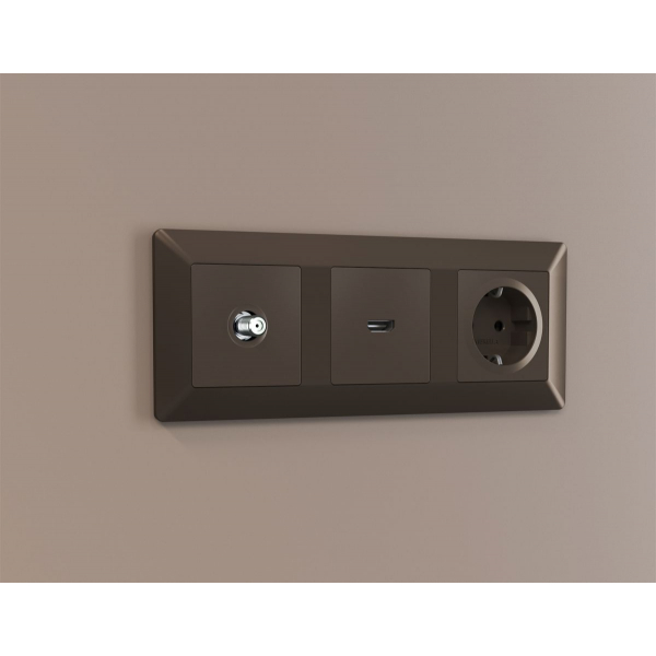 Комплект механизма TV розетки SAT 5-2400MHz 3.5dB Alfa Темная бронза матовый Quant Ambrella Volt MA643050 (AP6430, VM215)