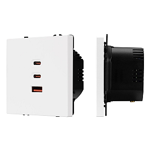 USB Розетка тип А+С+С софт-тач белый кварц Arlight SCT-MUACC-SFPL-FC-WH (65W, QC3) 061839(1)