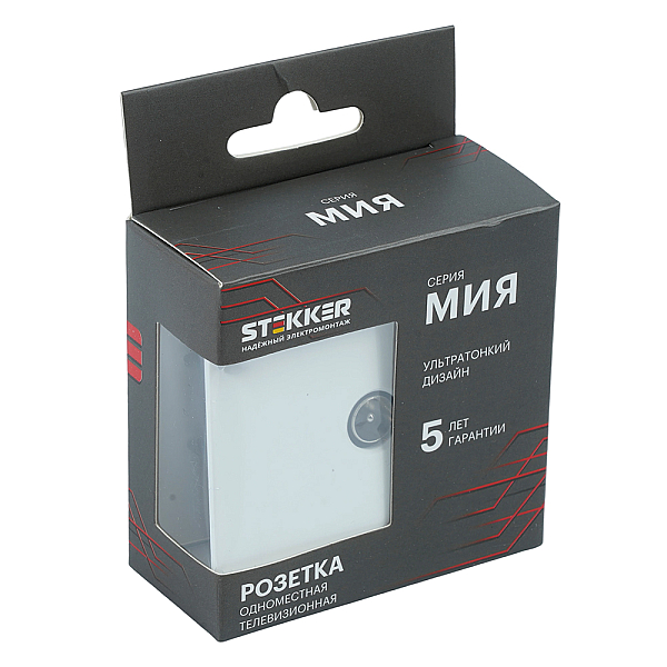 Розетка телевизионная 1-местная (механизм) Stekker 75 Ом 5-862МГц Мия RST00-3108-01 50435