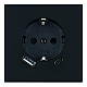 Розетка 1-местная з/ш с/з 16А + USB + Type C (механизм), Stekker, 250В, 20W Мия, RST16-3119-05, черный бархат 50452