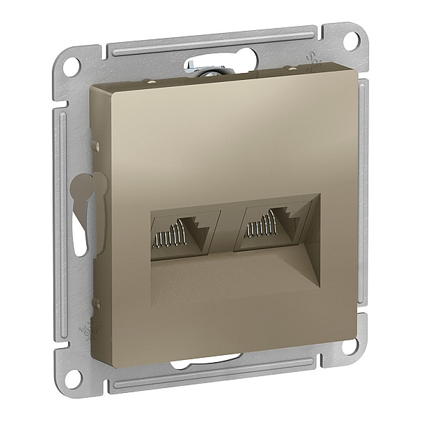 Розетка компьютерная двойная RJ45 Systeme Electric AtlasDesign 5e кат UTP шампань ATN000585