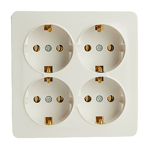 Розетка 4-местная 2P+PE Stekker София белый MST16-14S-01 49310