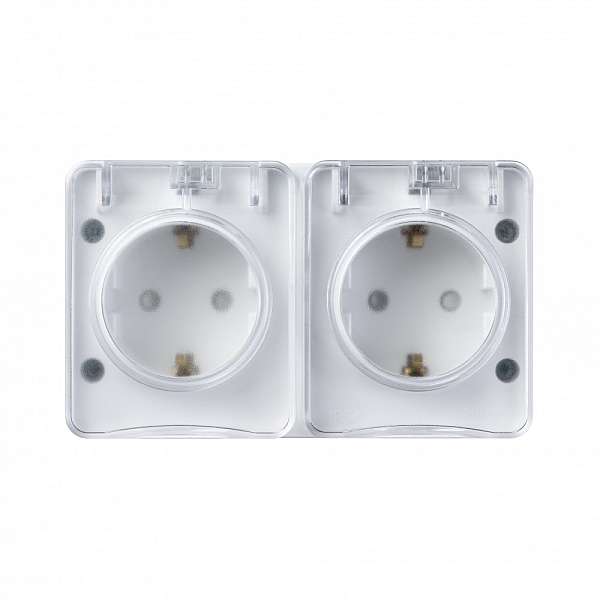 Розетка 2х2К+З Systeme Electric AtlasDesign 16A 250V со шторками белая ATN540126
