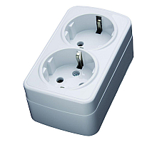 Розетка двойная Stekker с/з 16A 250V белый PST1650220 39034