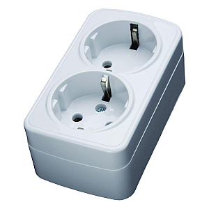 Розетка двойная Stekker с/з 16A 250V белый PST1650220 39034