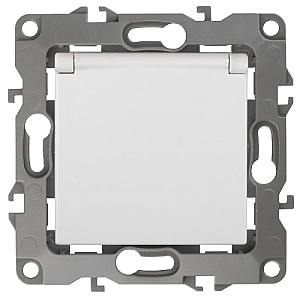 Розетка ЭРА 12 2P E Schuko со шторками с крышкой 16A 250V 12-2003-01 Б0038806