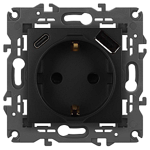 Розетка со шторками с USB type-A+C Эра Elegance 14-4108-05 Б0067724