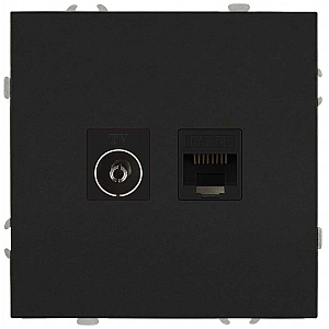 Розетка Эра Galaxy 15-3110-05 комбинированная RJ45+TV IP20 антрацит Б0070784