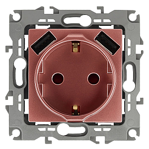 Розетка 2P+E со шторками и 2xUSB Эра 12-4109-14 Б0047848