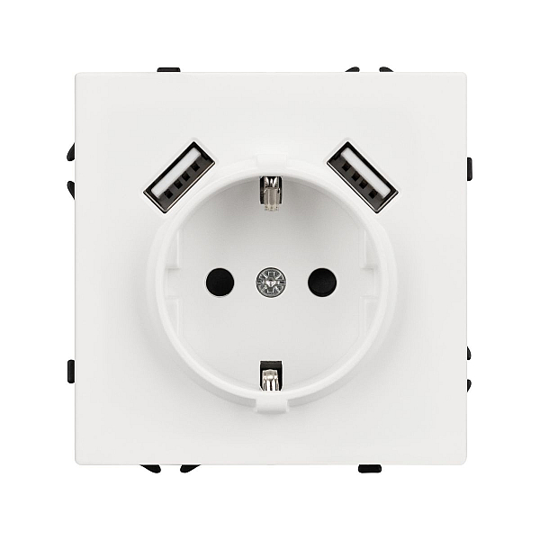 Розетка зк со шторками с USB тип А+А софт-тач белый кварц Arlight SCT-MUAA-SFPL-WH (250V, 16A) 054288(1)