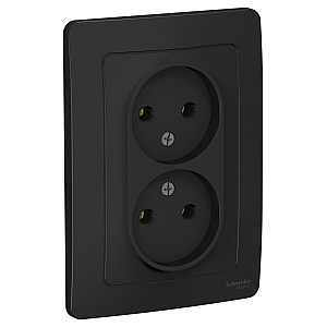Розетка 2-ая б/з без шторок, 16А, 250В Systeme Electric Blanca внутр Антрацит BLNRS000026
