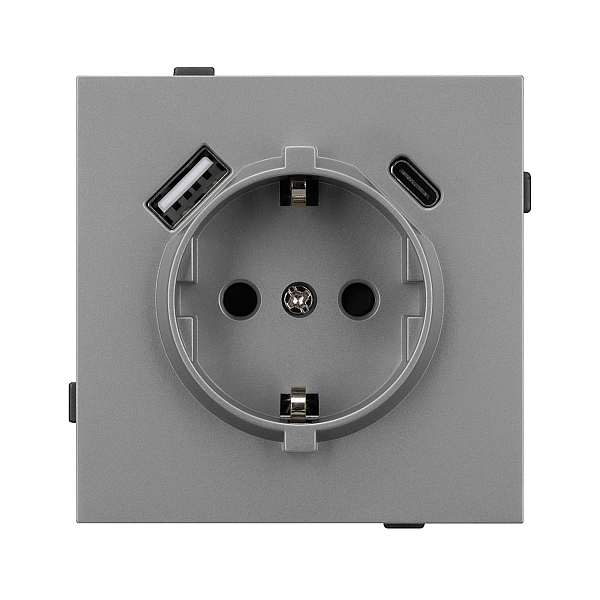 Механизм розетки с USB зарядкой Arlight SCT-TENDO-MUAC-PL-GR (230V, 16A) 054088