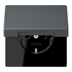 Розетка 2K+З с крышкой Jung LC1520BFKL202