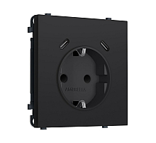 Комплект механизма электрической розетки SIGMA Черный Мягкое касание 2USB С+C 20W Ambrella Volt MS990510 (SP9905, PR165)