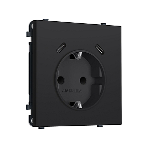 Комплект механизма электрической розетки SIGMA Черный Мягкое касание 2USB С+C 20W Ambrella Volt MS990510 (SP9905, PR165)