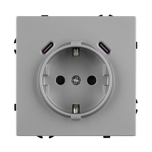 Розетка зк со шторками с USB тип C+С софт-тач никель Arlight SCT-MUCC-SFPL-IS (250V, 16A) 061817(1)