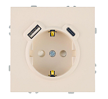 Розетка 1-местная з/ш с/з 16А + USB + Type C (механизм) Stekker Эмили RST16-5119-08 кашемир soft touch 50360