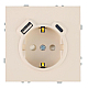 Розетка 1-местная з/ш с/з 16А + USB + Type C (механизм), Stekker, 250В, 20W Эмили, RST16-5119-08, кашемир, soft touch 50360