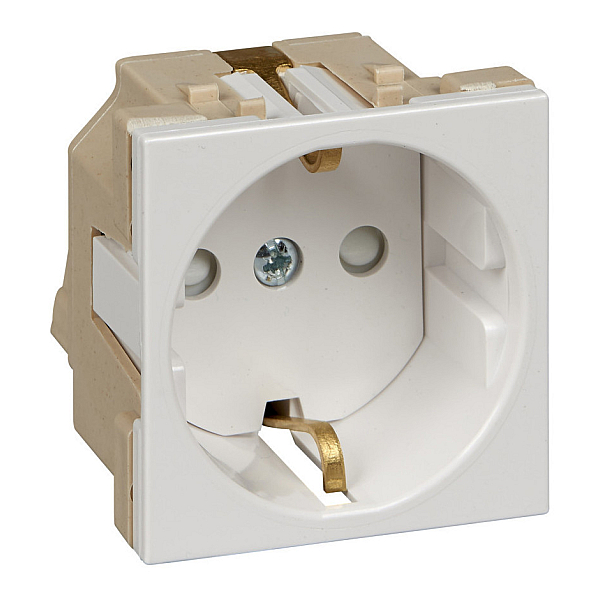 Розетка 'В45' С/У С ЗК для каб. кан. (250В, 16А, защ. шторки) бел. Systeme Electric RN16-113-B