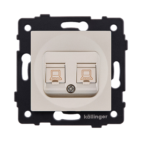 Розетка двойная Ethernet RJ45 Cat.6, золотой Kollinger REA-019GD для Aspekt, Eleganz, Reflex