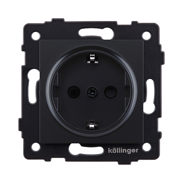 Розетка штепсельная SCHUKO 16A/250 В, черный матовый Kollinger REA-002BM для Aspekt, Eleganz, Reflex
