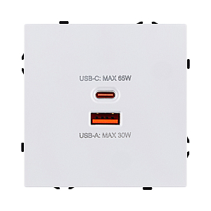Розетка USB A+C 65W, белый глянцевый Kollinger Eclipse EC-024WG