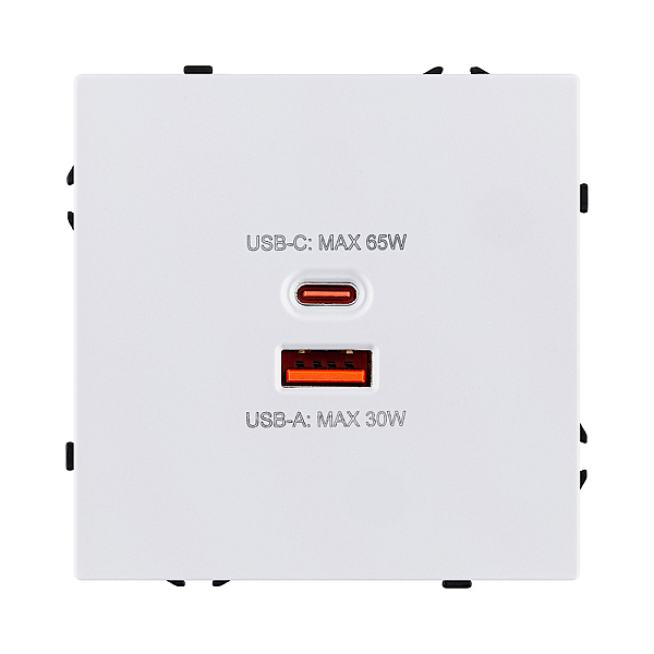 Розетка USB A+C 65W, белый глянцевый Kollinger Eclipse EC-024WG