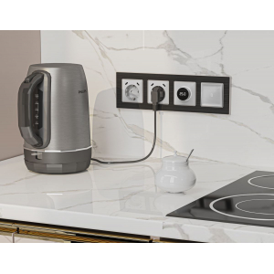 Комплект механизма электрической розетки 2USB С+C 20W с/з на винтовых зажимах 16A-250V Alfa Серебро глянец Quant Ambrella Volt MA410510 (AP4105, VM165)