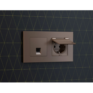 Комплект мех-ма компьютерной розетки RJ-45 экранированной с автоматической защитной шторкой Alfa Темная бронза матовый Quant Ambrella Volt MA642005 (AP6420, VM185)