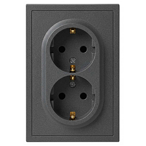 Розетка Эра Galaxy 15-2104-06 с заземлением двойная 2X2P+E Schuko 16А-250В IP20 графит Б0070687