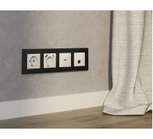 Комплект механизма компьютерной розетки RJ-45 экранированной с автоматической защитной шторкой Alfa Бежевый матовый Quant Ambrella Volt MA332005 (AP3320, VM185)