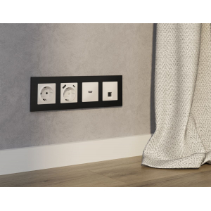 Комплект механизма компьютерной розетки RJ-45 экранированной с автоматической защитной шторкой Alfa Бежевый матовый Quant Ambrella Volt MA332005 (AP3320, VM185)