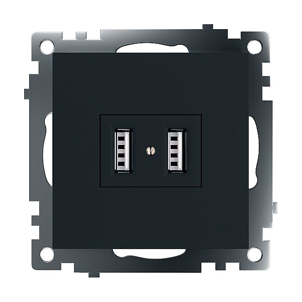 Розетка 2хUSB Stekker Катрин черный GLS10-7115-05 39616