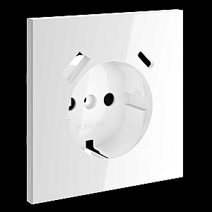 Накладка для розетки с заземлением и защитными шторками, с USB A+C Voltum S70 (белый глянцевый) VLS001001