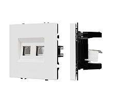 Розетка телефонная двойная софт-тач белый кварц Arlight SCT-MTL2-SFPL-WH (2хRJ-11, 4C) 054308(1)