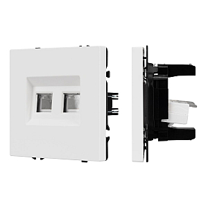 Розетка телефонная двойная софт-тач белый кварц Arlight SCT-MTL2-SFPL-WH (2хRJ-11, 4C) 054308(1)