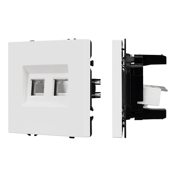 Розетка телефонная двойная софт-тач белый кварц Arlight SCT-MTL2-SFPL-WH (2хRJ-11, 4C) 054308(1)