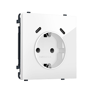 Комплект механизма электрической розетки SIGMA Белый глянец 2USB С+C 20W Ambrella Volt MS110510 (SP1105, PR165)