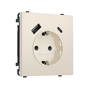 Комплект механизма электрической розетки SIGMA Бежевый матовый 2USB A+C 20W Ambrella Volt MS330010 (SP3300, PR160)