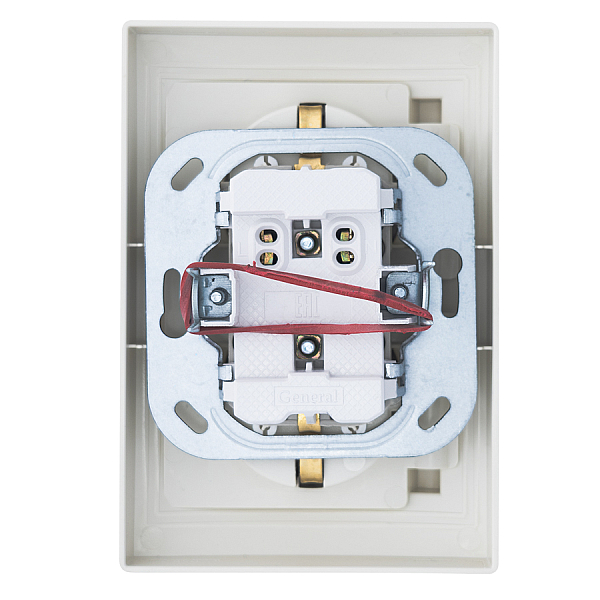 Розетка 2П+З двойная с защ. шт. и крышкой скрытой установки 16А 250В IP44, слоновая кость (керамика) 477296