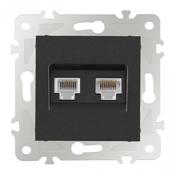 Розетка телефонная RJ11 + компьютерная RJ45 Arte Milano 203.44-1.black