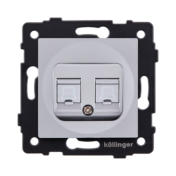 Розетка двойная Ethernet RJ45 Cat.6, серый Kollinger REA-019GY для Aspekt, Eleganz, Reflex